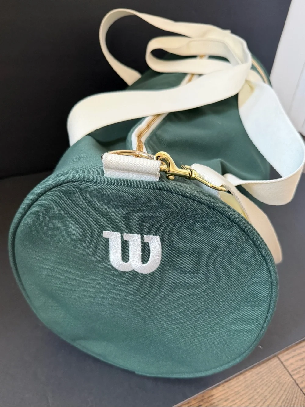 Wilson Green Canvas Duffel Bag with White Straps